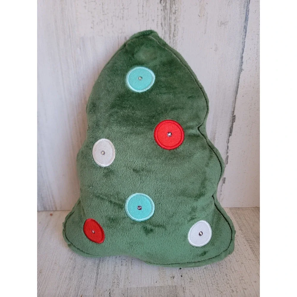 Christmas tree shaped light up pillow Xmas home decor couch accessory
